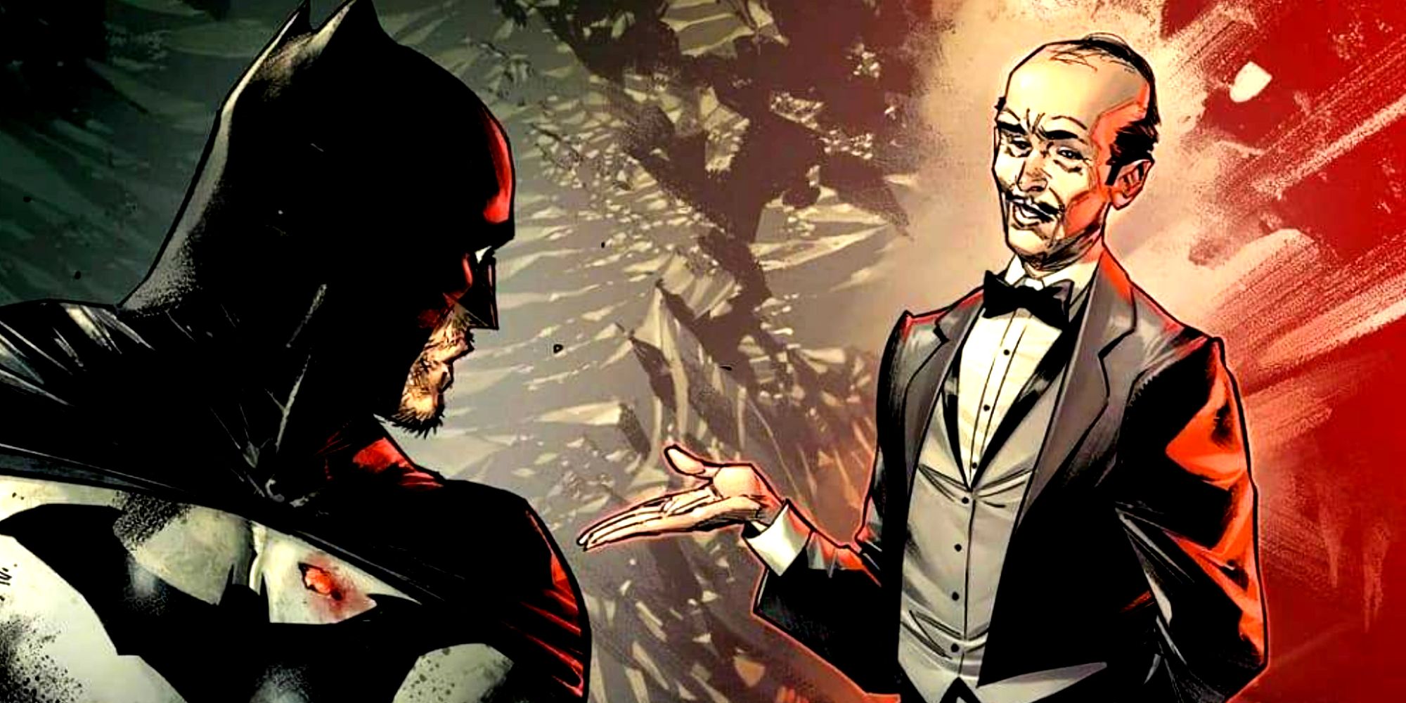 Batman olha para Alfred Pennyworth na DC Comics