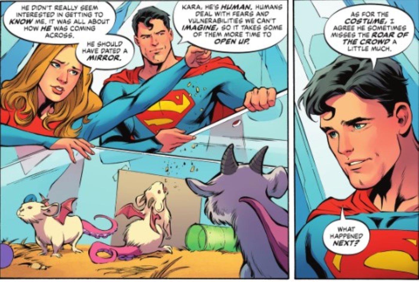 Batman Superman World's Finest #12 com Clark e Supergirl falando sobre Dick 