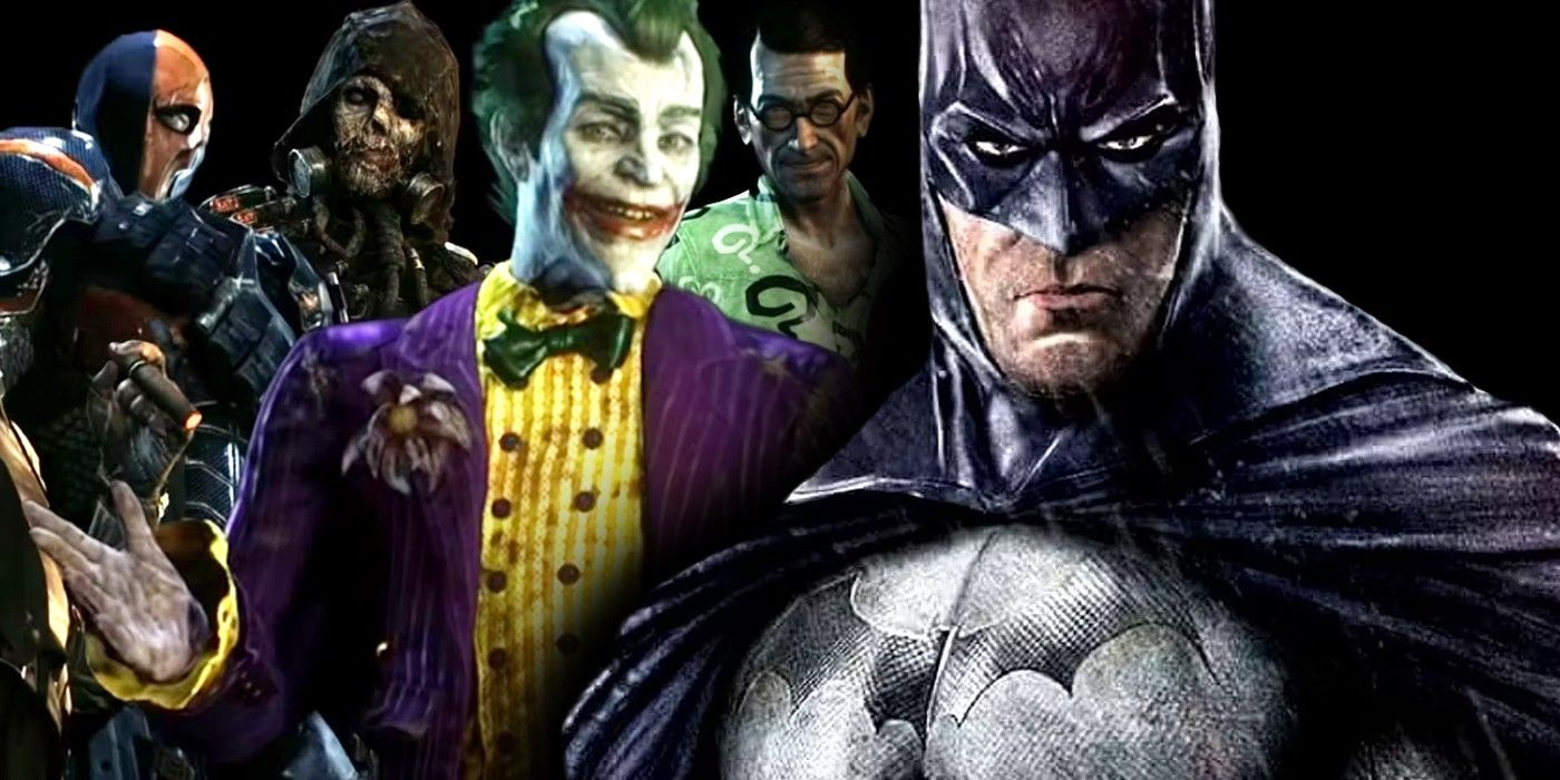 batman with arkhamverse villains including joker