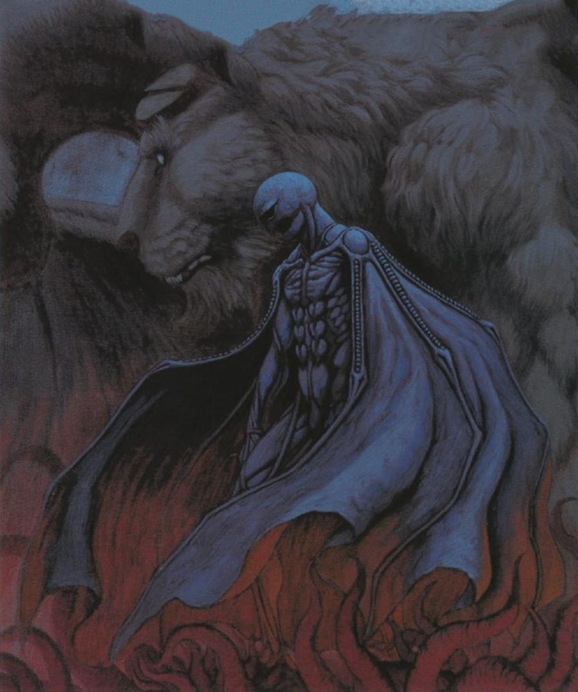 Arte da capa de Berserk Vol 34 retratando Griffith e Zodd contra um fundo escuro.