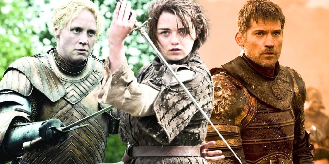 Imagen de collage personalizado de Brienne de Tarth, Arya Stark y Jaime Lannister en Juego de Tronos, creado por Tom Russell