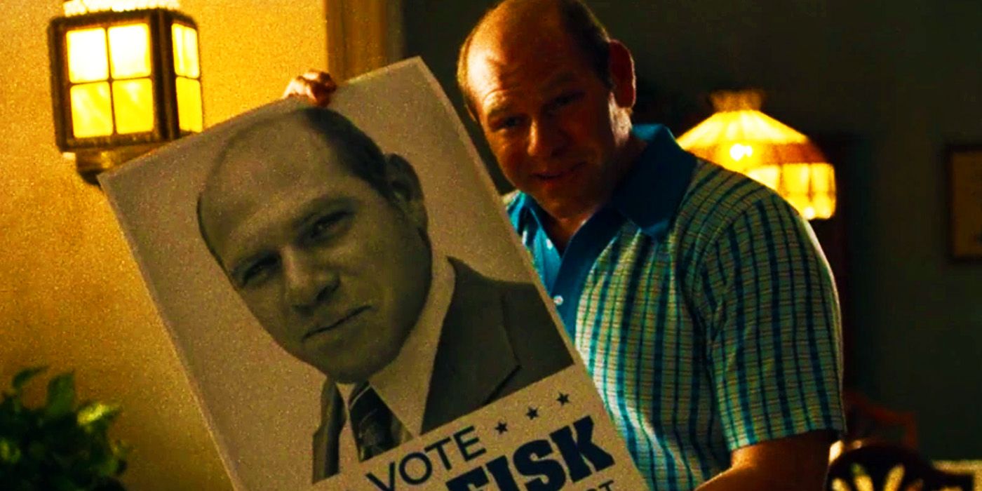 Bill Fisk showing off his poster in Daredevil