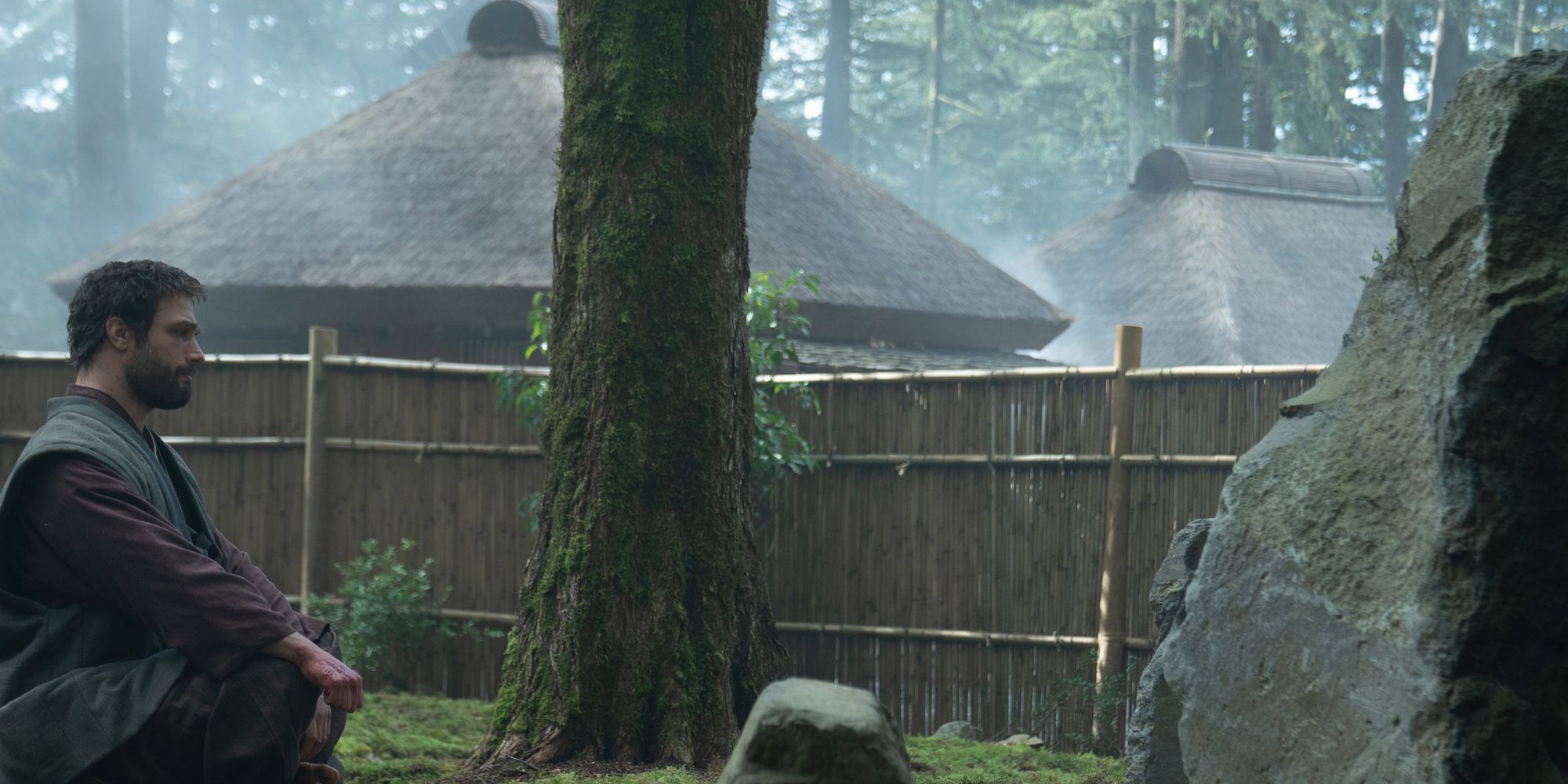 Blackthorne in front of Mariko's grave in Shogun
