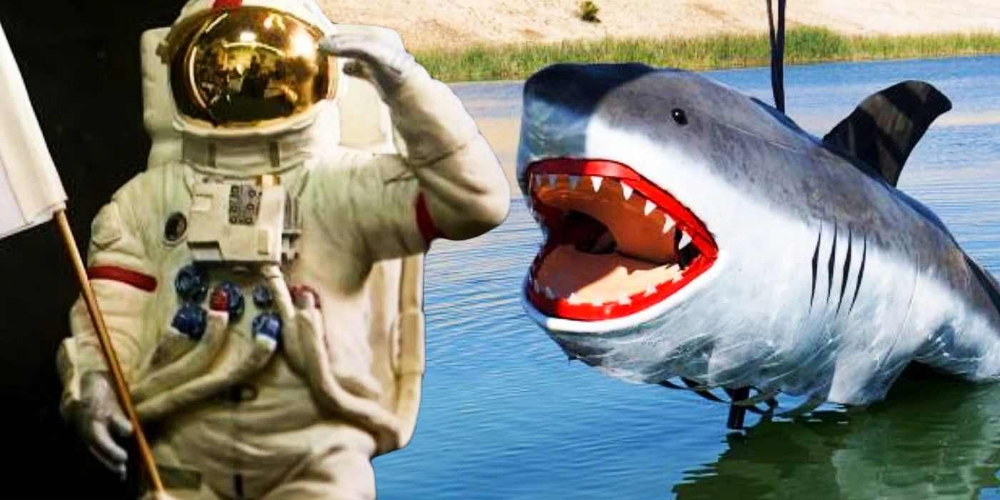 Blended image of an astronaut and a shark on Myuthbusters