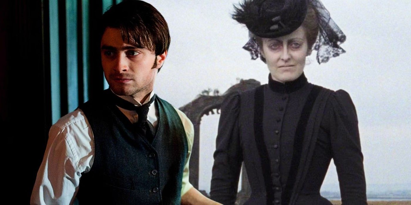 Blended image of Arthur (Daniel Radcliffe) and the Woman in Black