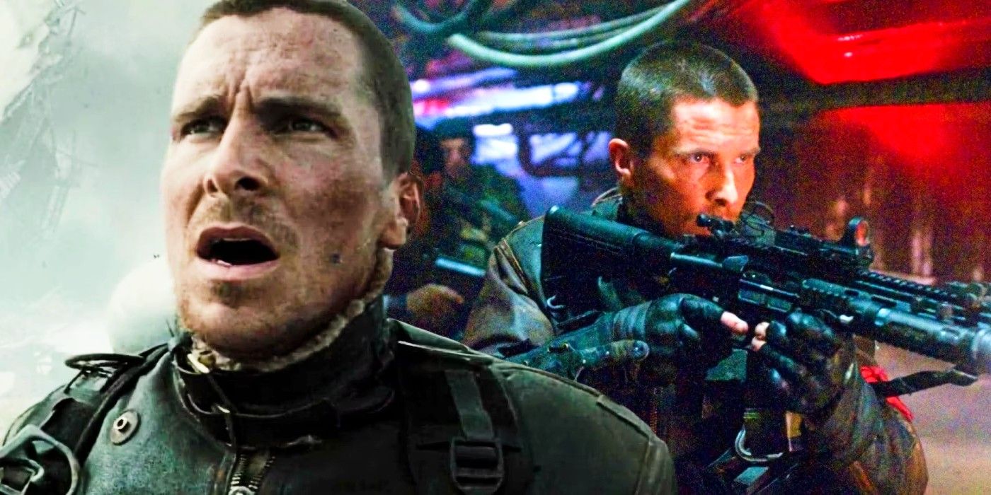 Blended image of Christian Bale as John Connor in Terminator Salvation