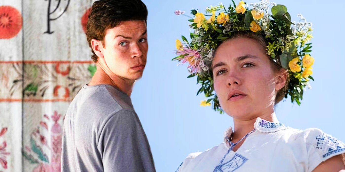Blended image of Florence Pugh and Will Poulter in Midsommar
