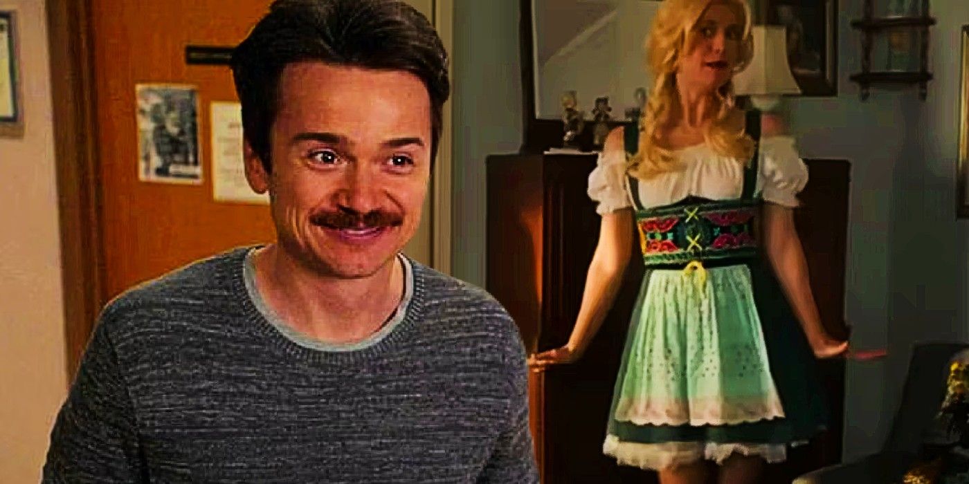 Blended image of Pastor Rob and Mary in a Oktoberfest outfit in Young Sheldon