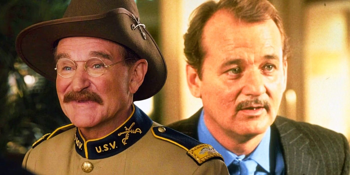 Blended image of Robin Williams in Night at the Museum and Bill Murray in Rushmore