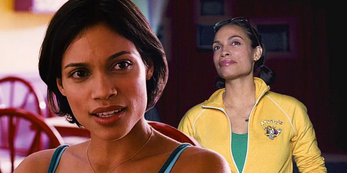 Blended image of Rosario Dawson as Becky in Clerks II and Clerks III