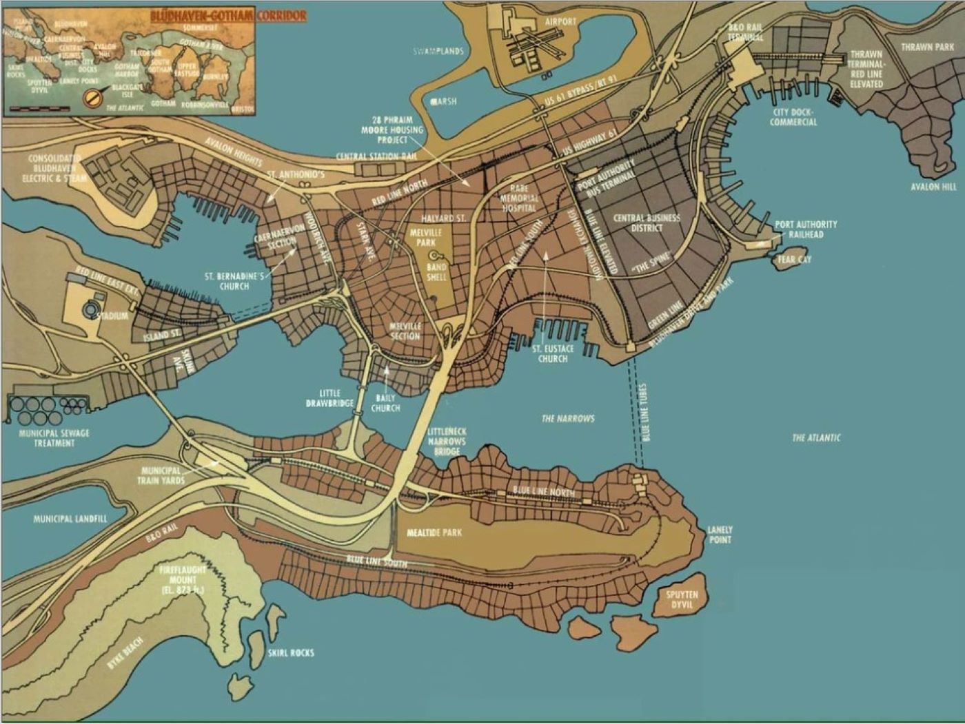 Mapa de Bludhaven DC Comics