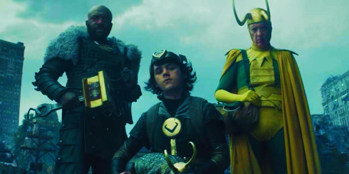 Boastful Loki, Kid Loki, Alligator Loki and Classic Loki in the Void in Loki season 1