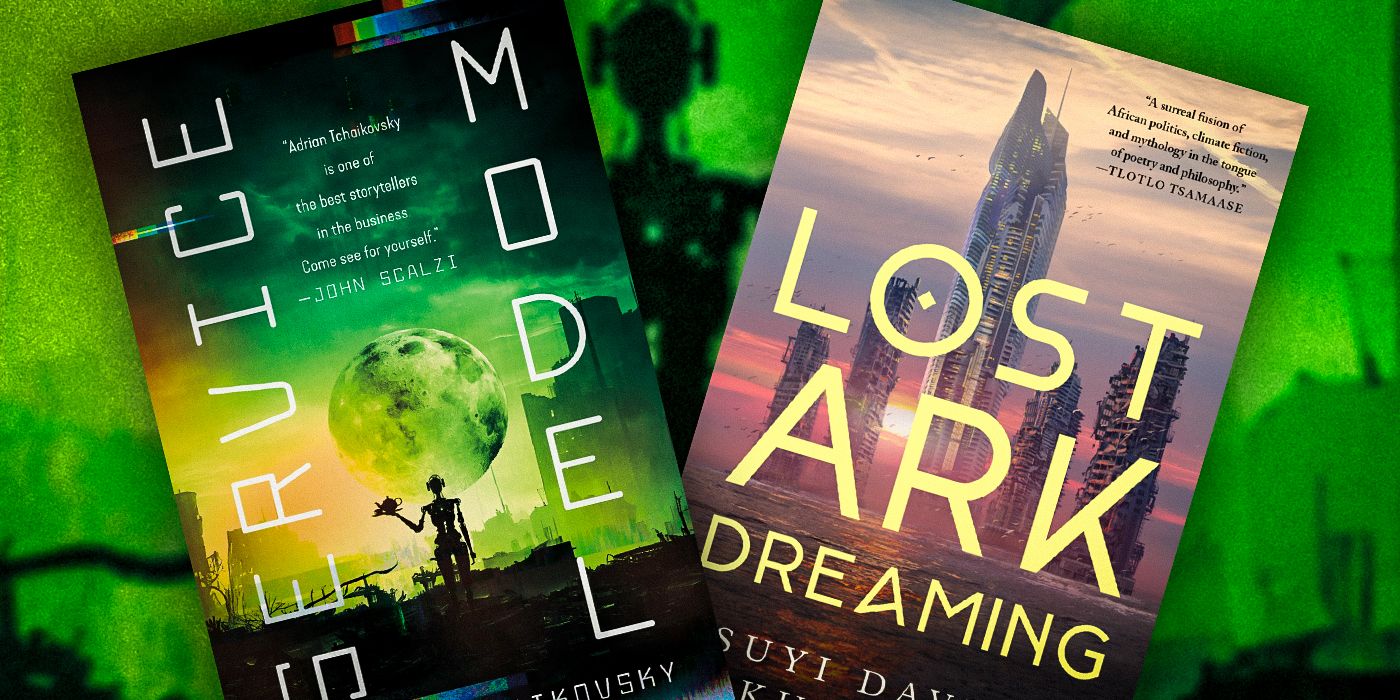 Book covers for Service Model and Lost Ark Dreaming against a green background