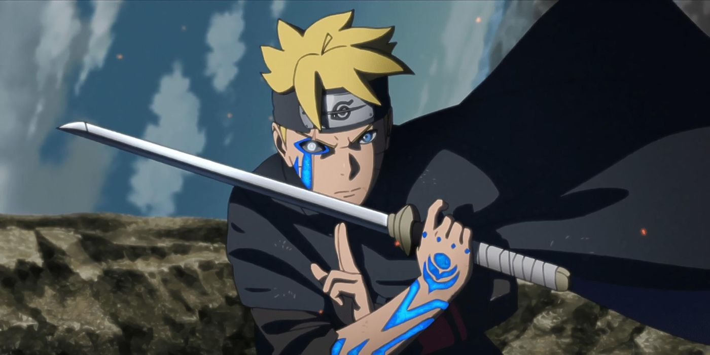 Boruto as seen during the first episode, in which appears to be the final battle against Kawaki