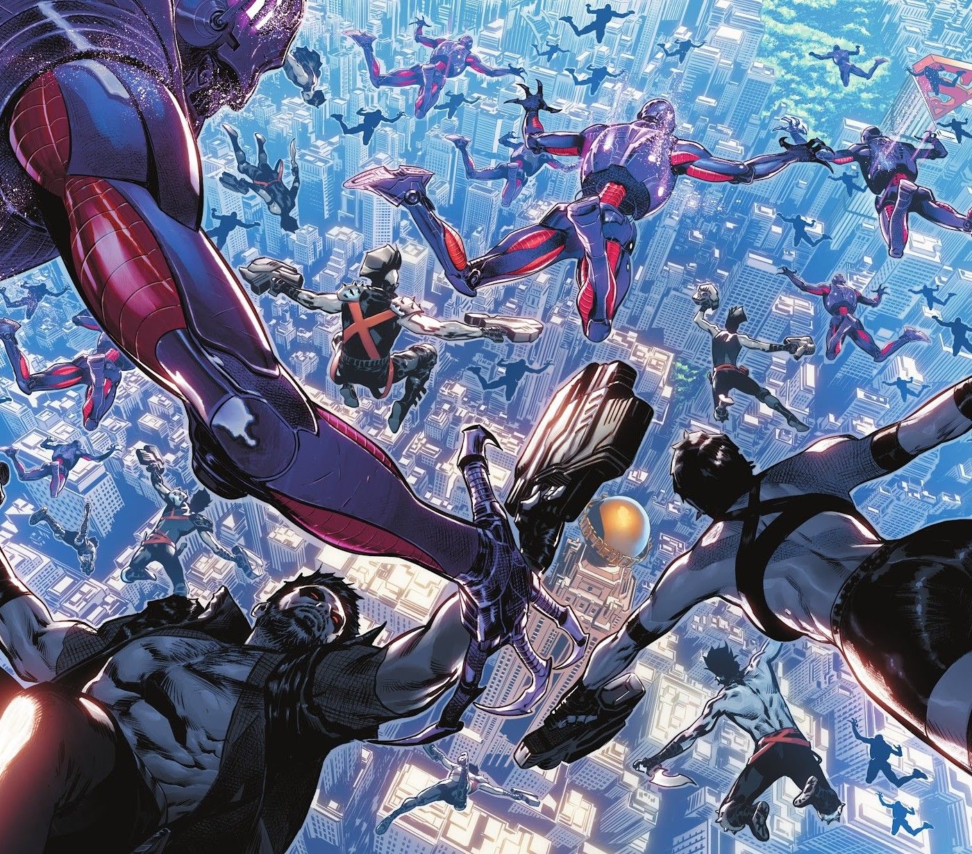 Brainiac's Drones drop down on Superman's Metropolis