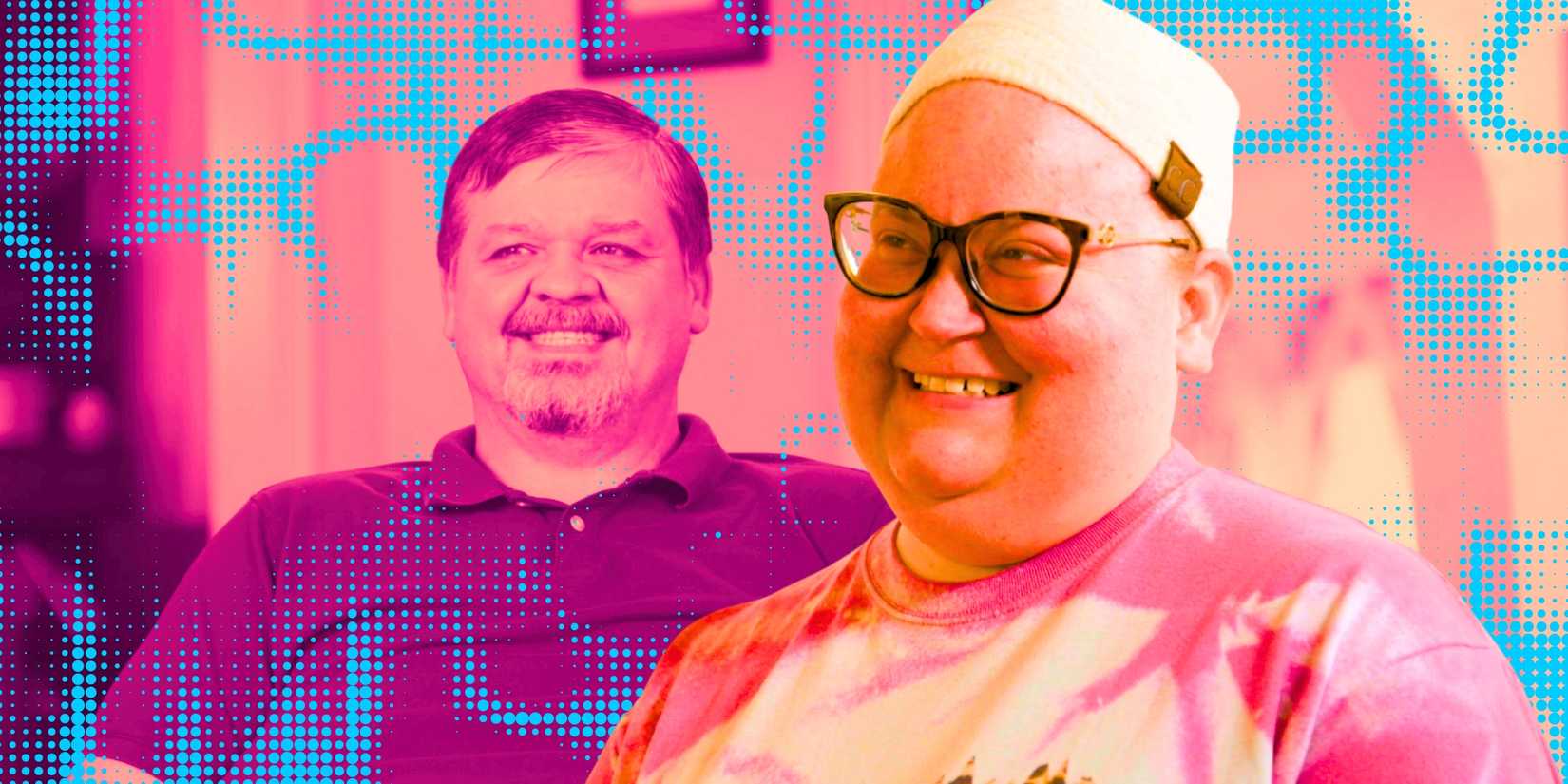 brittany chris combs smiling montage with dots peachy pink background 1000 lb sisters
