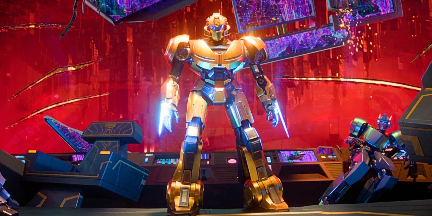 Bumblebee standing after a fight in Transformers One