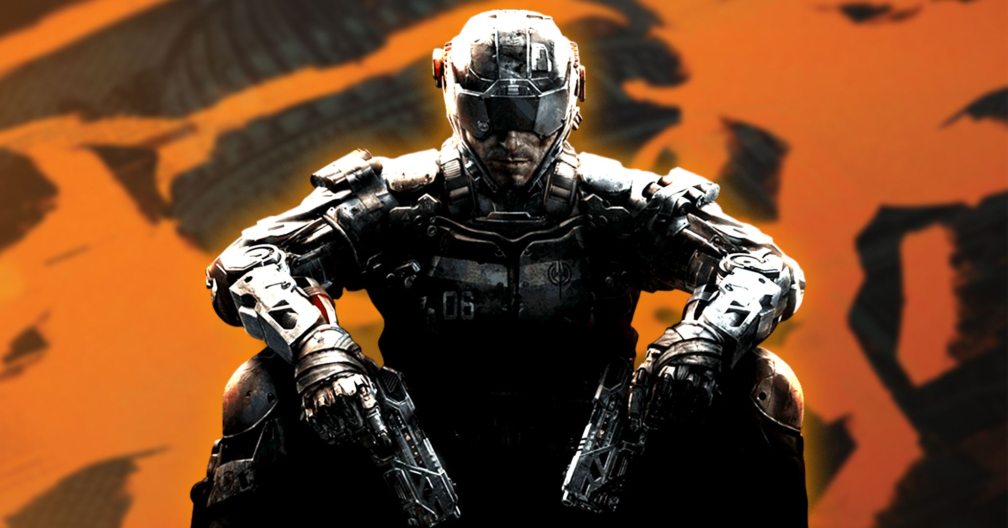 Call of Duty Black Ops character in front of a teaser image for an upcoming showcase.
