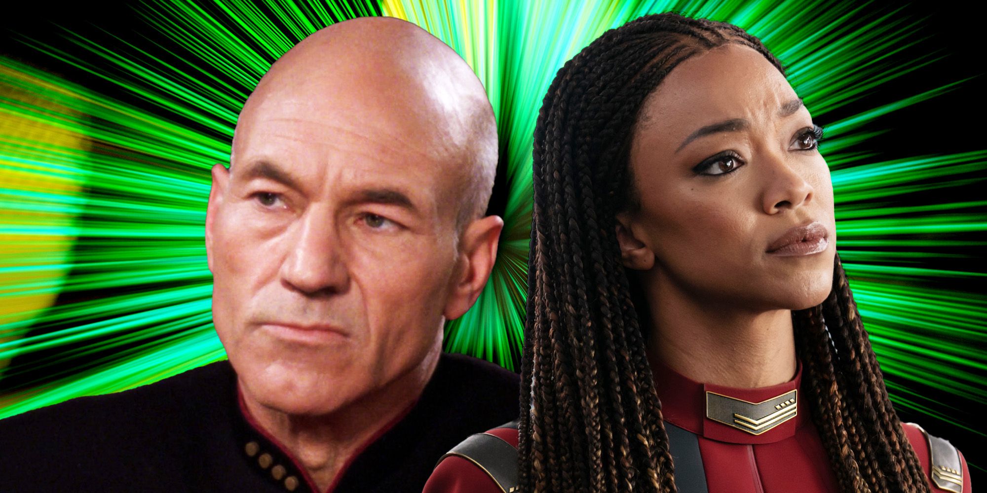 Captain Burnham from Star Trek- Discovery Season 5 and Captain Picard from Star Trek- TNG Season 6