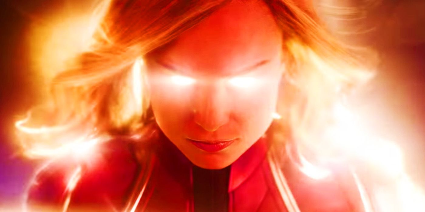 Carol Danvers powering up in Captain Marvel