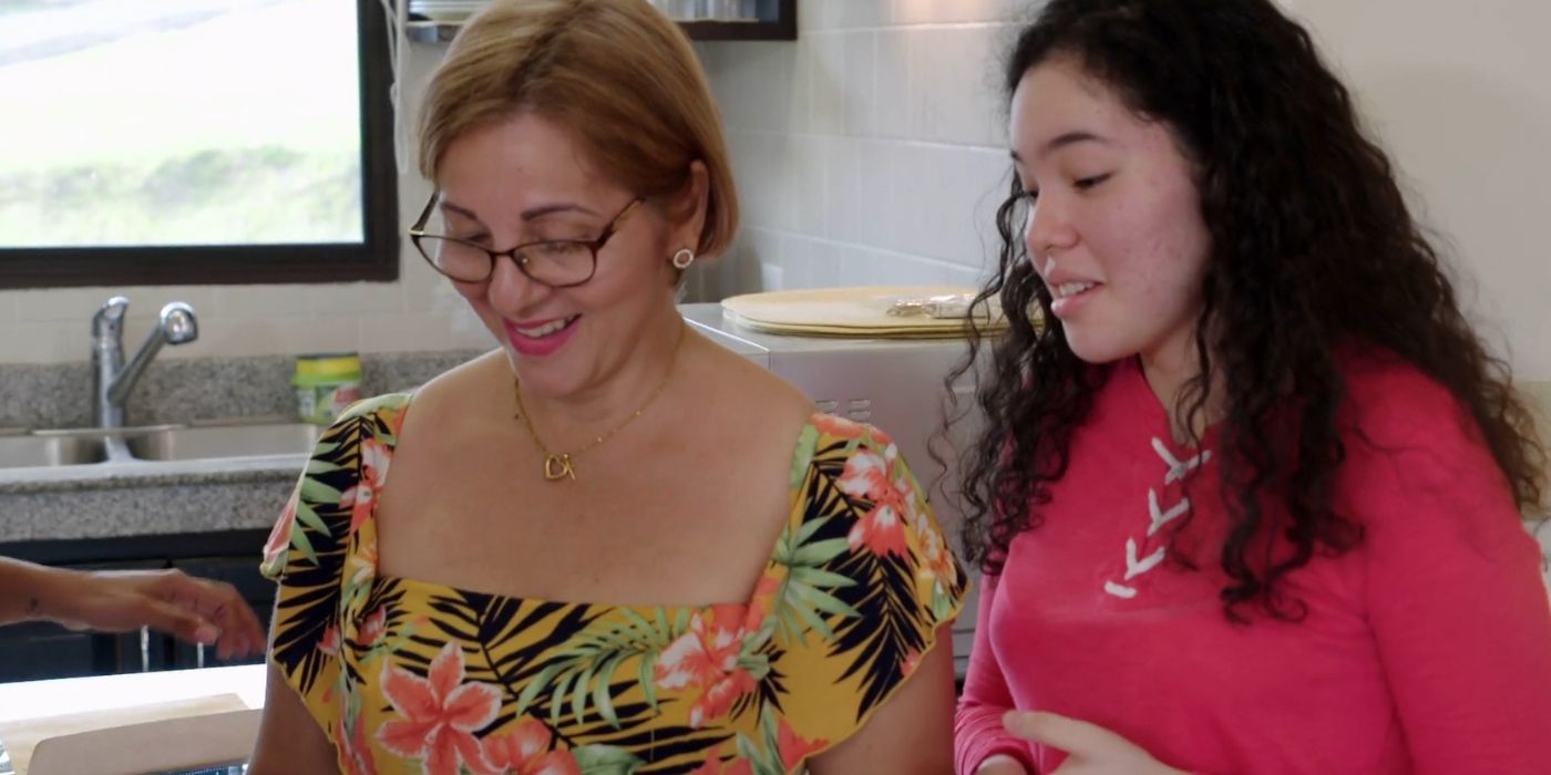 Cecelia in printed dress and Liz in pink top In 90 Day Fiance