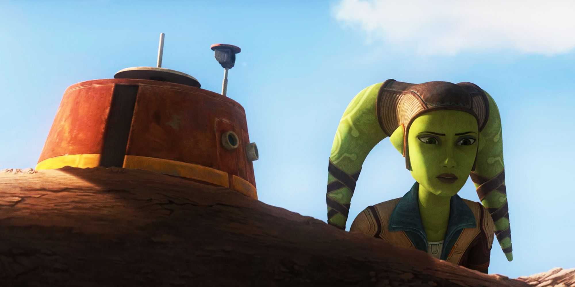 Hera Syndulla and Chopper keep watching of an Imperial camp on Ryloth