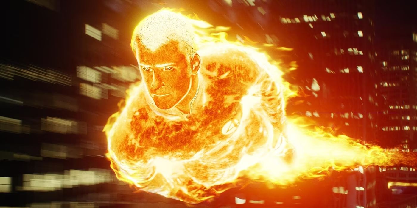 Chris Evans' Human Torch flying in Fantastic Four movie