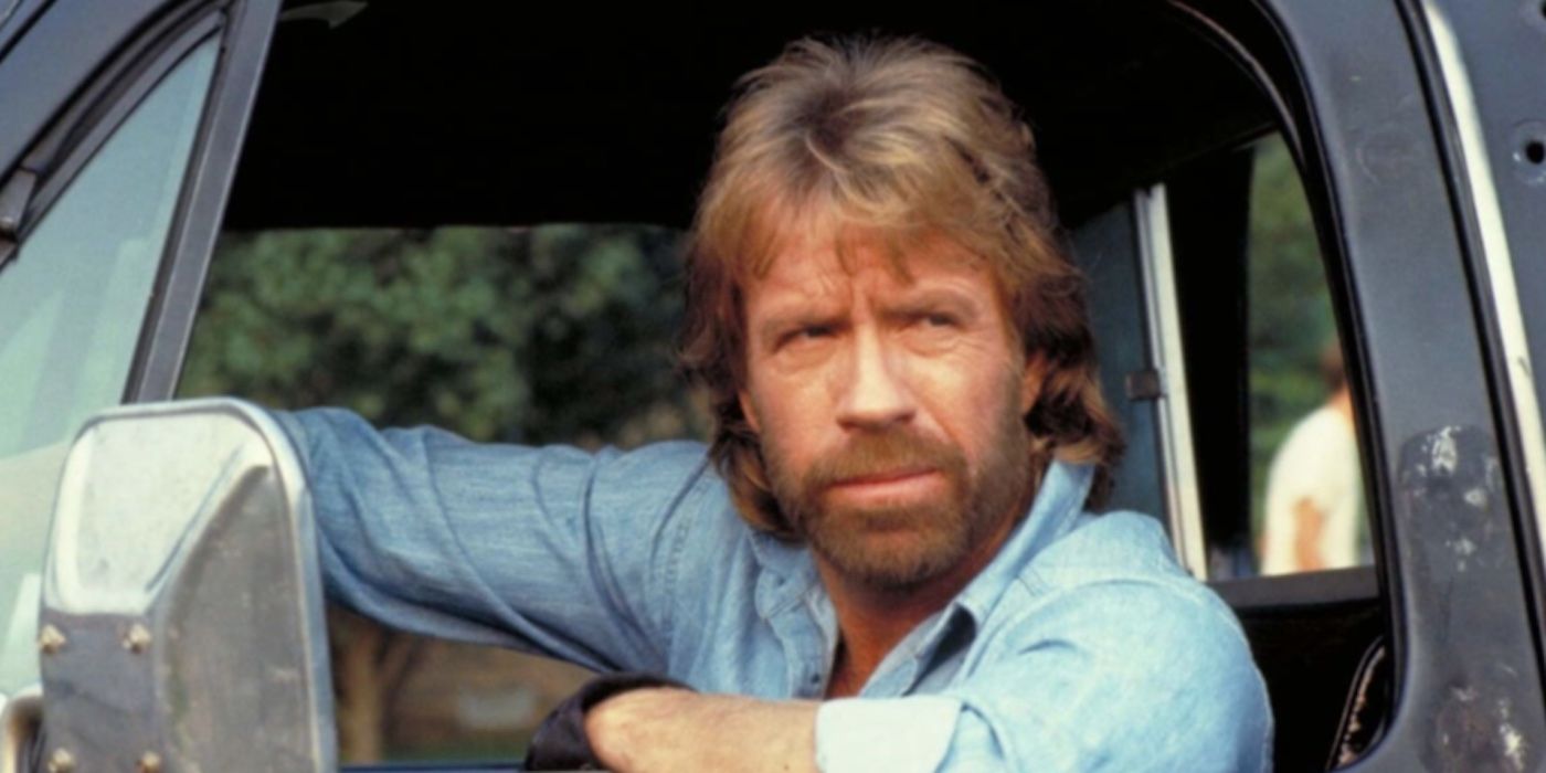 Chuck Norris's Matt looks out a car window annoyed from Invasion USA