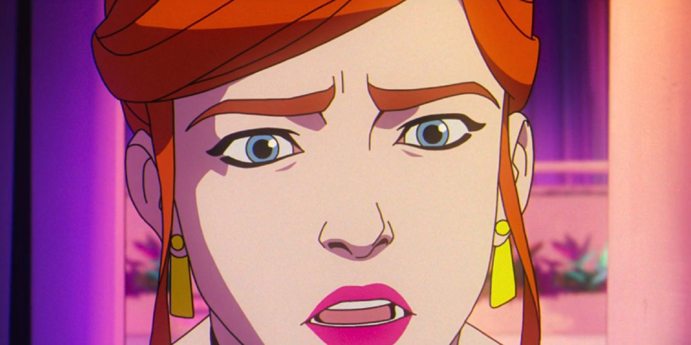 Close up of Madelyne Pryor looking concerned in X-Men '97