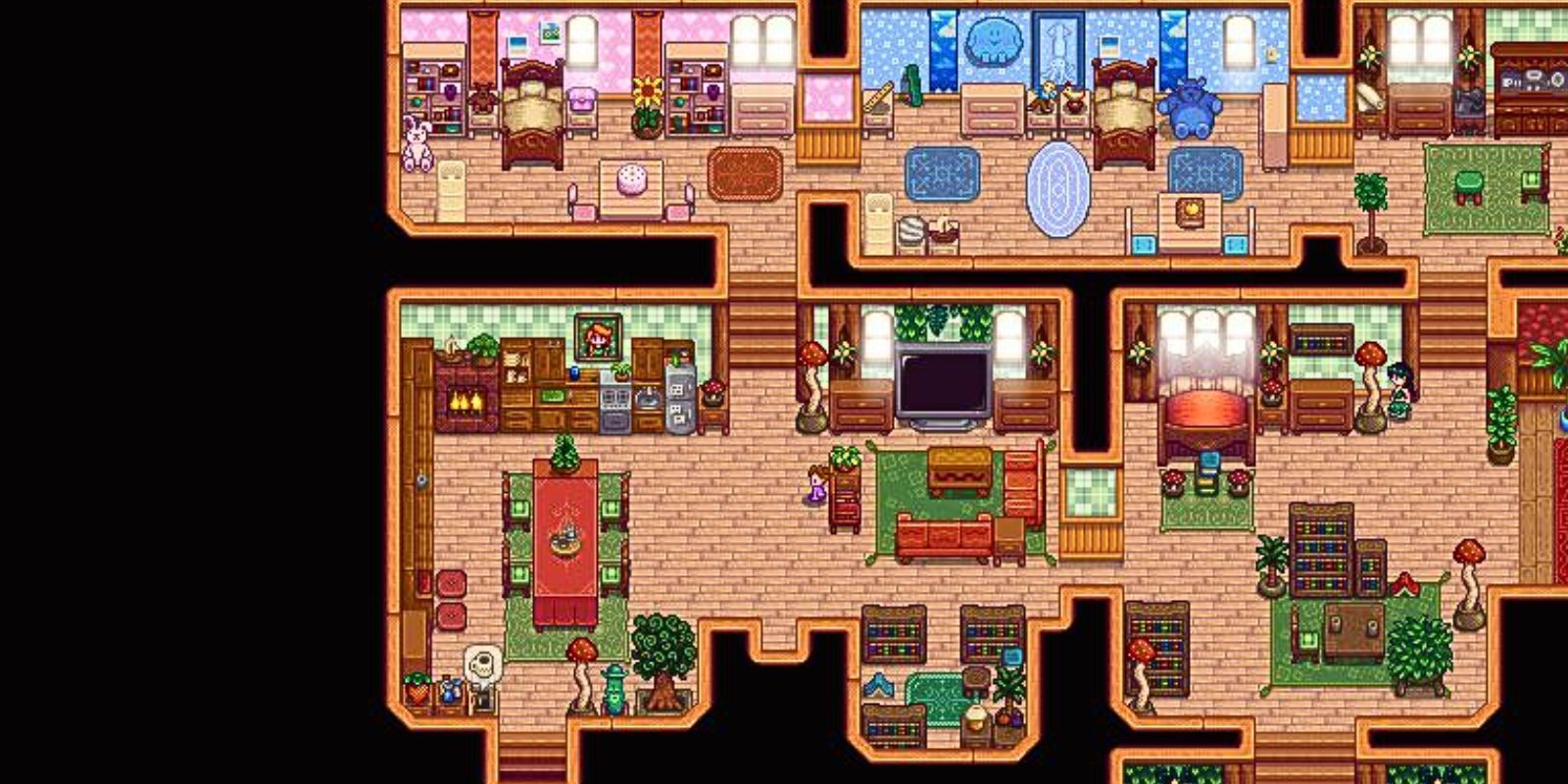 La granja Stardew Valley del usuario de Reddit LapisPines está casi terminada en las habitaciones y la cocina de los niños.