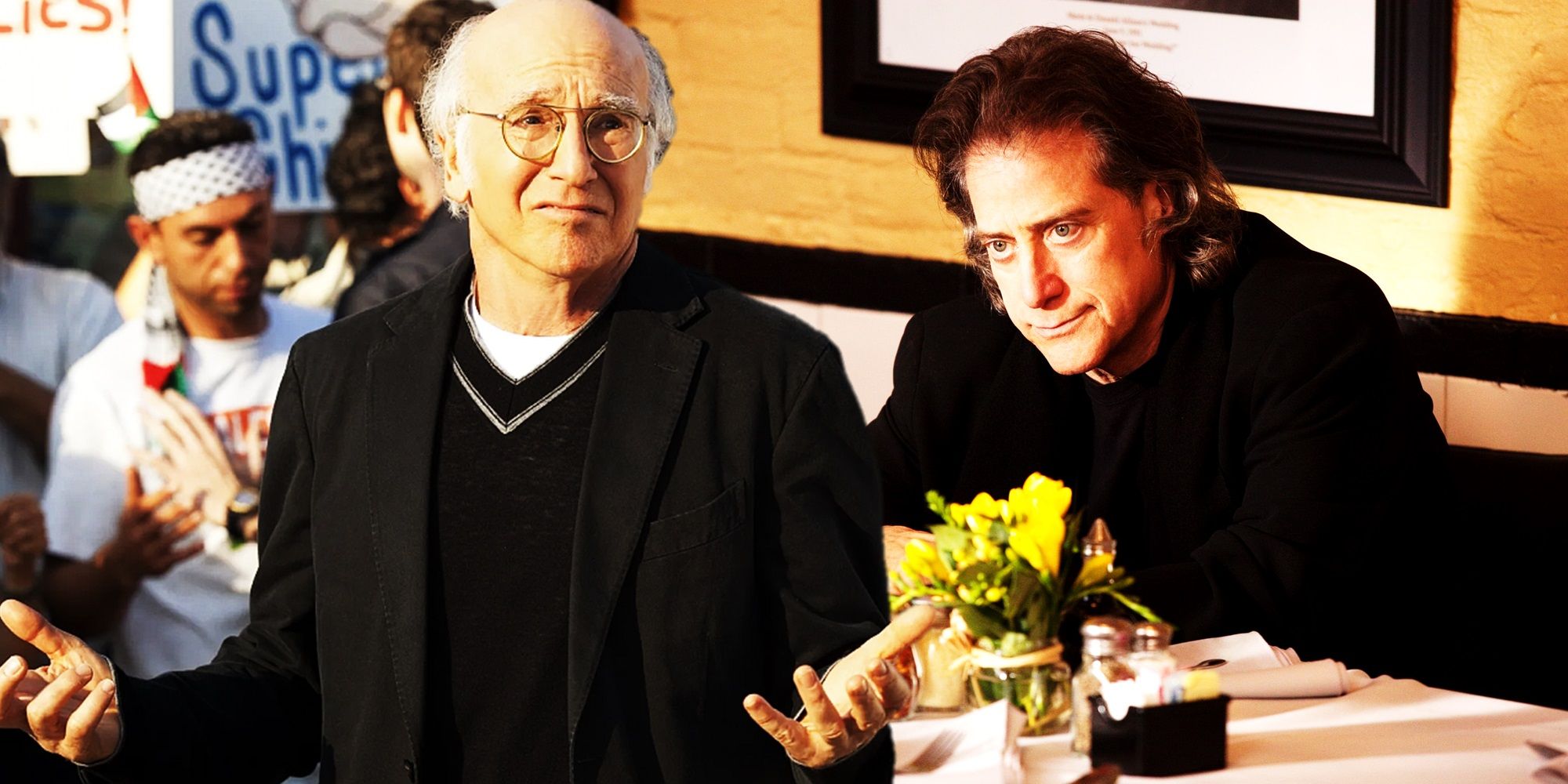 Collage of Larry David and Richard Lewis in Curb Your Enthusiasm