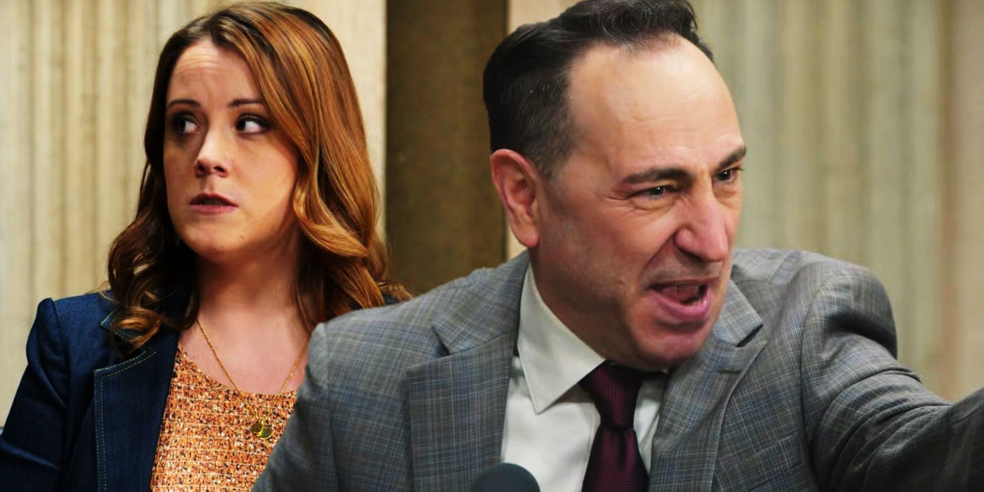 Collage of Mocha Joe and Tara Michaelson in court in the Curb Your Enthusiasm finale