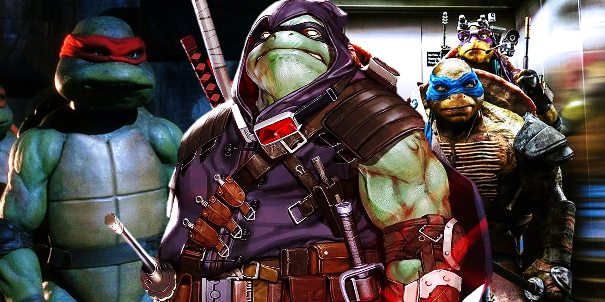 Collage of Raphael in Teenage Mutant Ninja Turtles 1990, Michelangelo in Teenage Mutant Ninja Turtles The Last Ronin, and Leonardo in Teenage Mutant Ninja Turtles 2014
