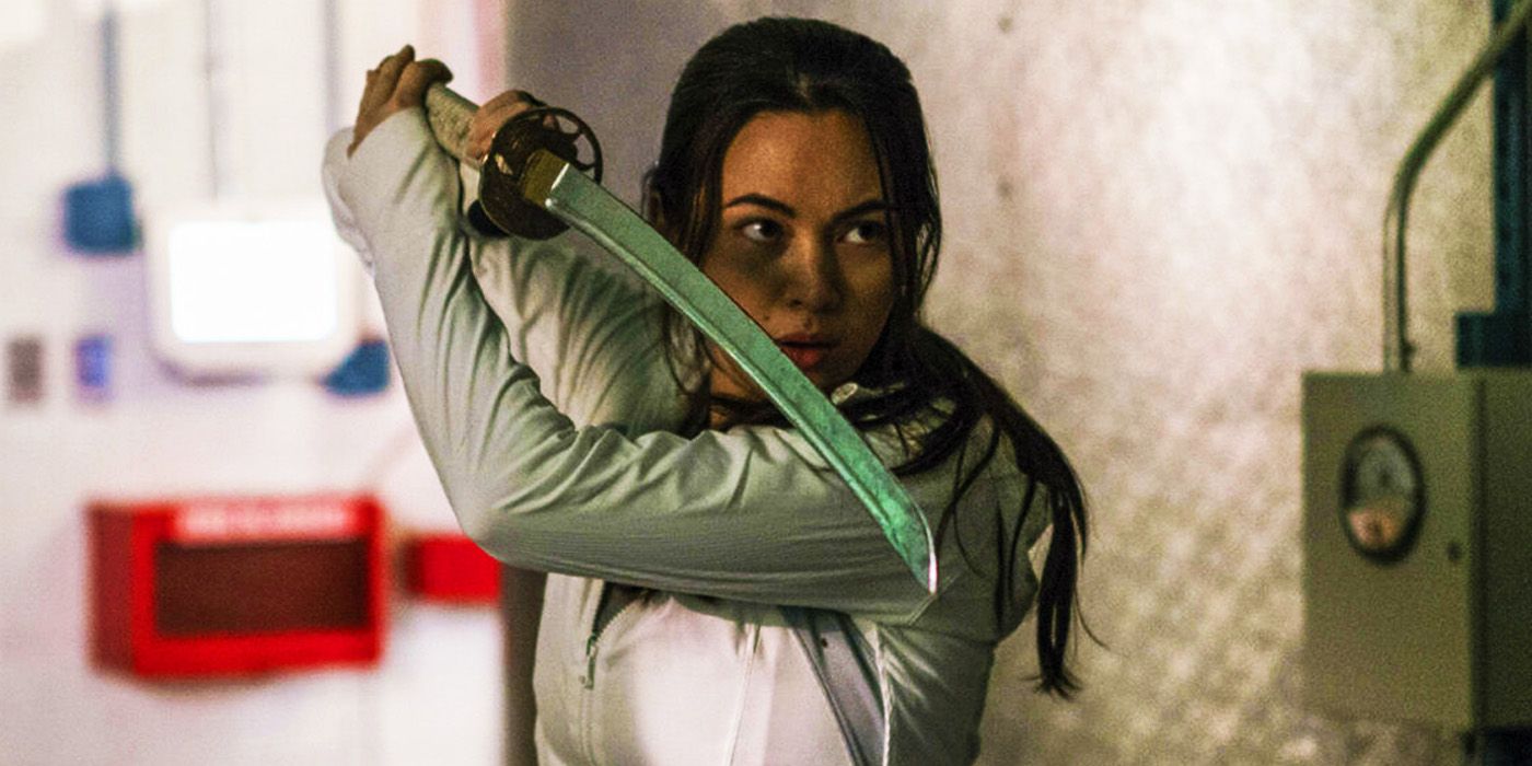 Colleen Wing fighting with her sword in The Defenders