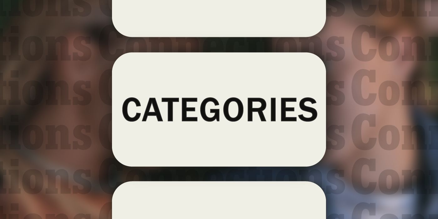 Connections April 22: The word Categories in a big box with a blurred background