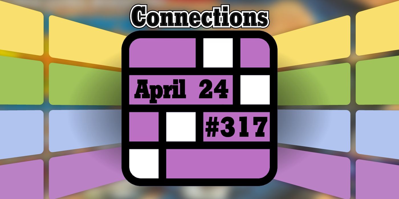 Connections April 24 Grid with the date and game number on a blurred background