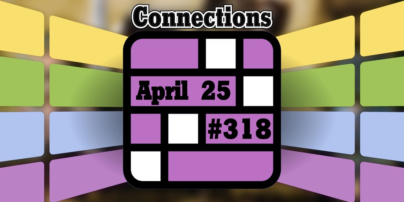 Connections April 25 Grid with the date and game number on a blurred background