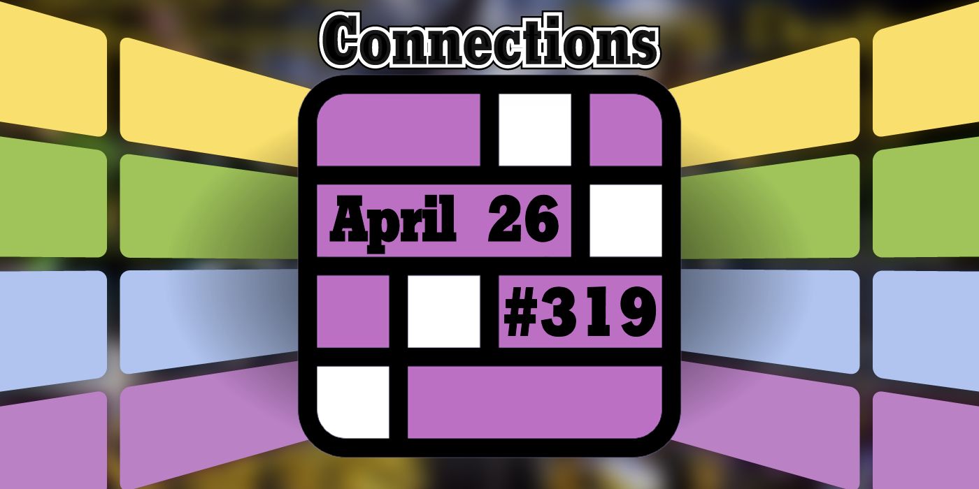 Connections April 26 Grid with the date and game number on a blurred background