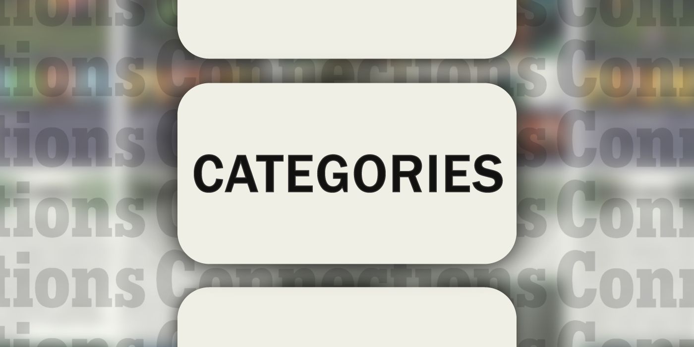 Conexões: a palavra Categorias em uma caixa grande com fundo desfocado