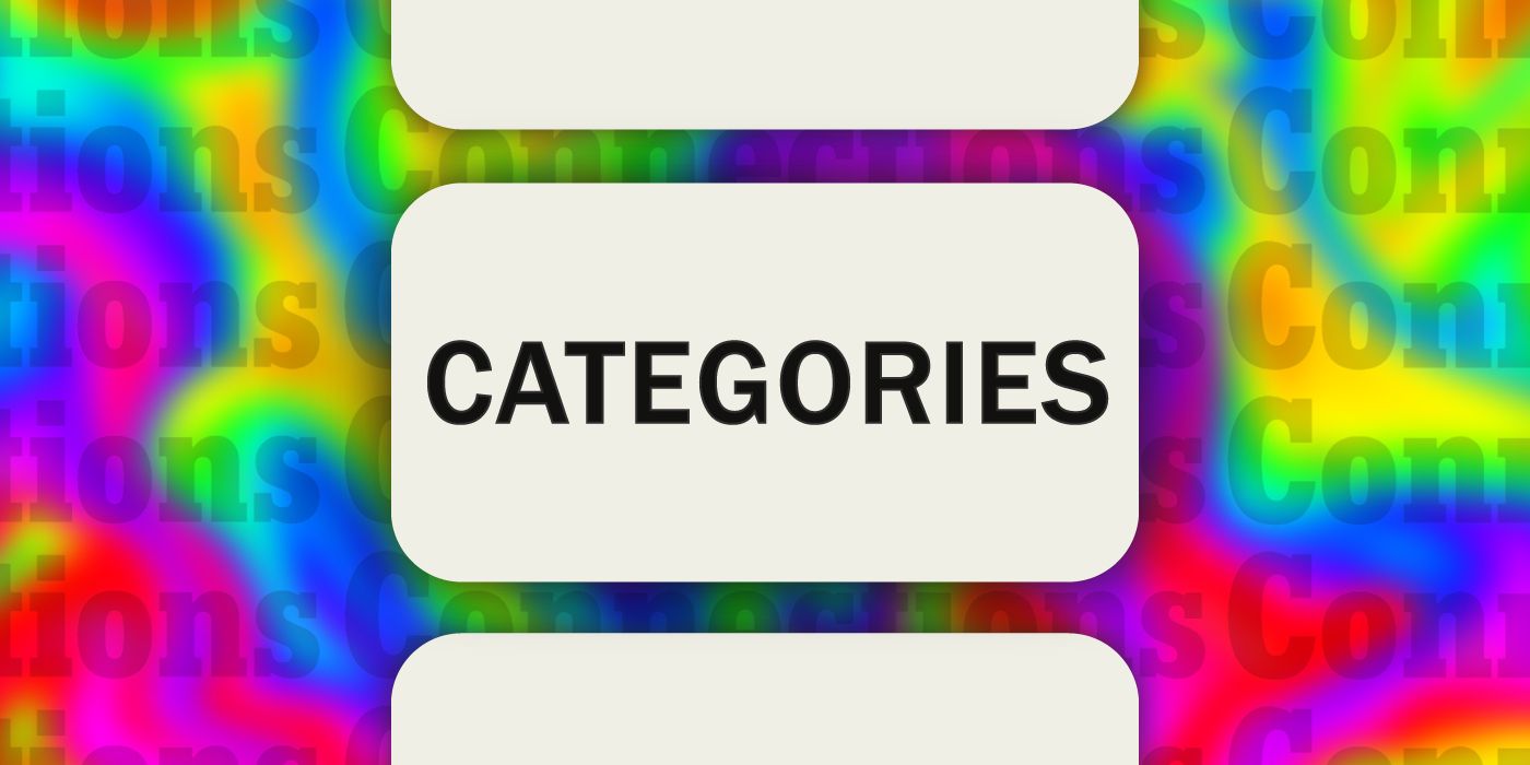 Connections: The word Categories in a big box with a blurred background