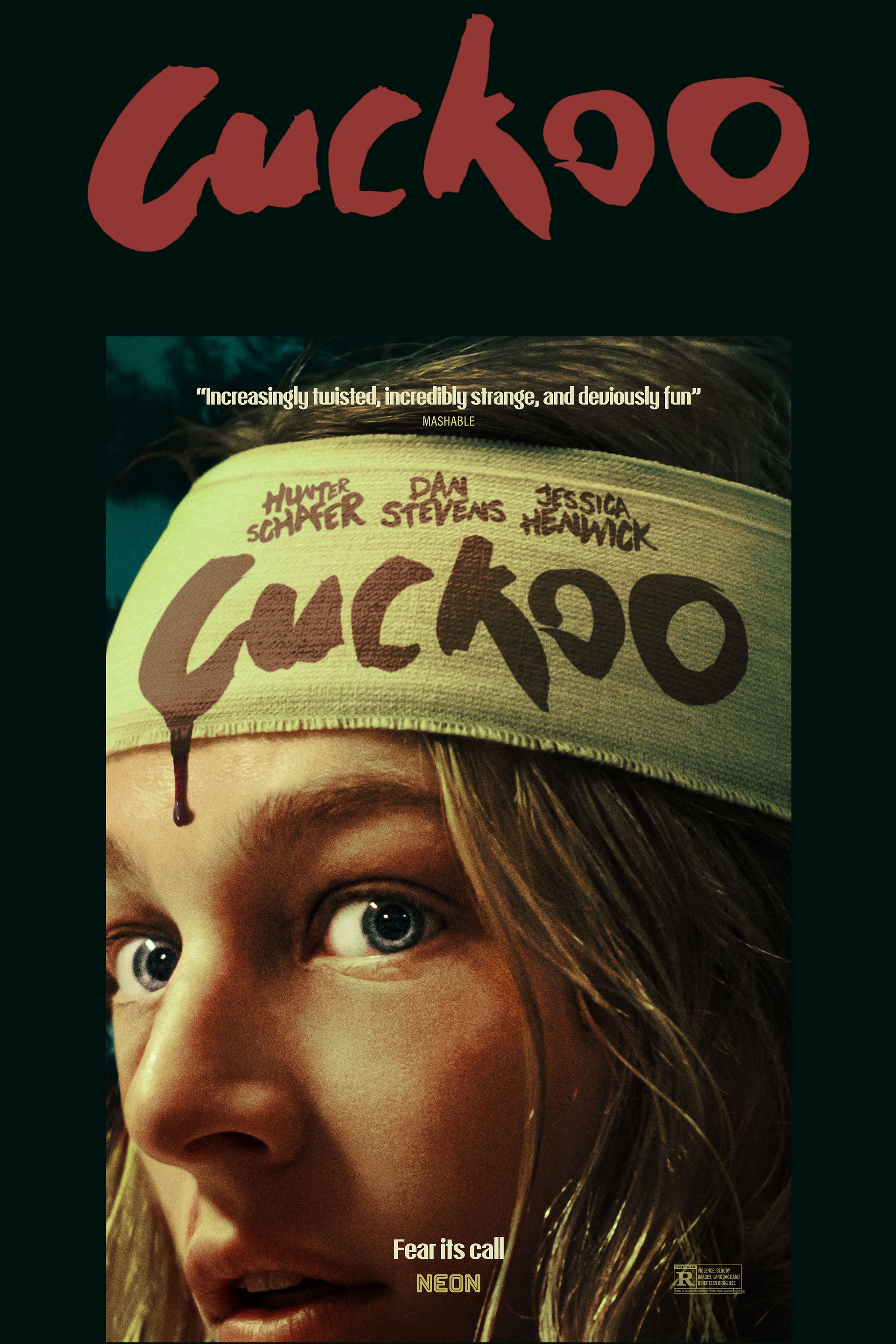 Cuckoo Movie Poster Showing a Woman with a Bloody Head Bandage