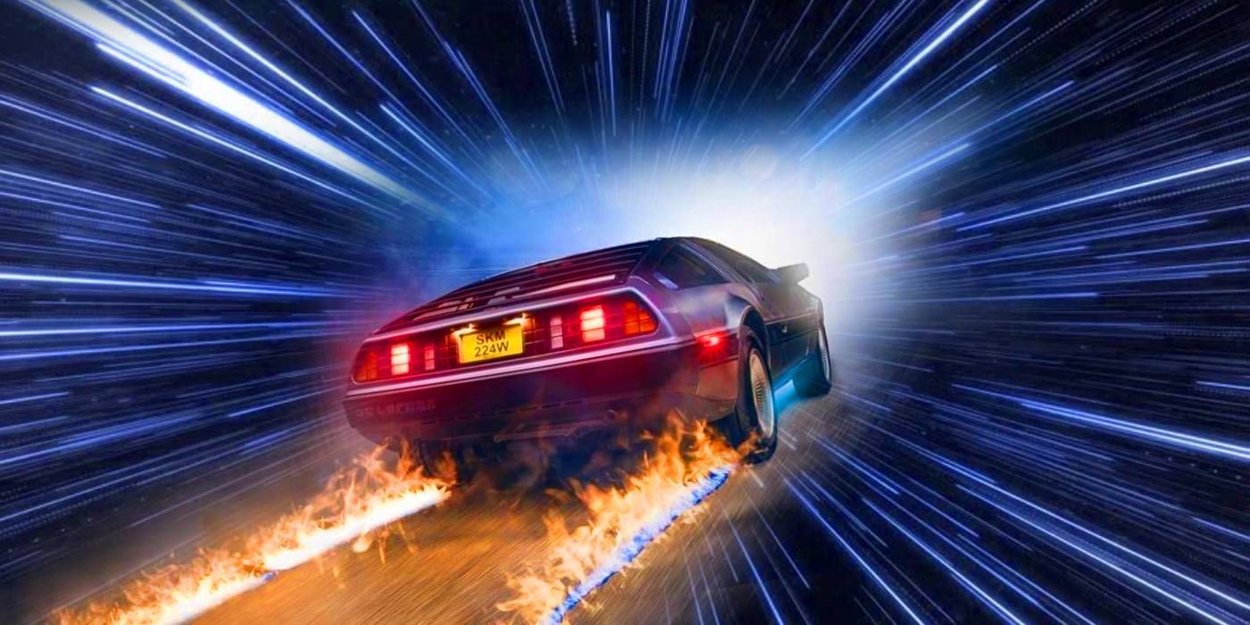 Custom image DeLorean going through hyperspace