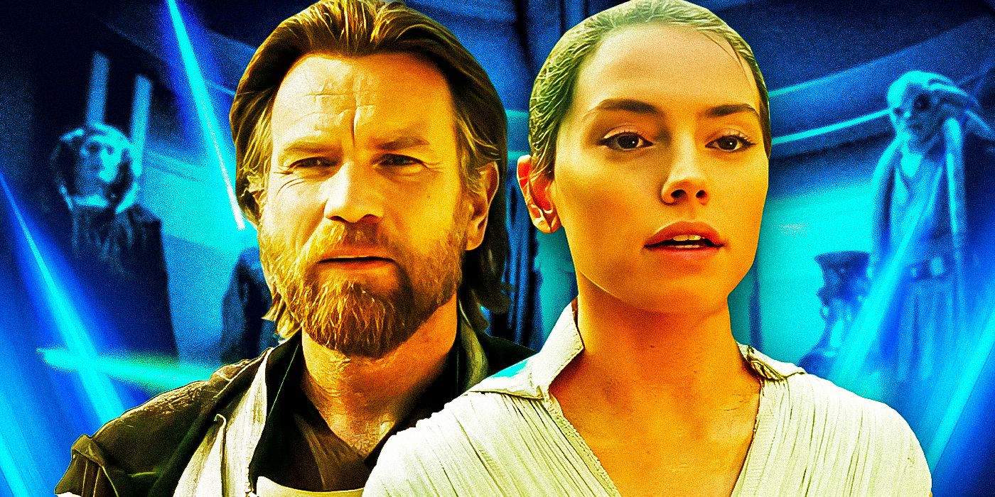 Daisy Ridley as Rey from Star Wars Episode IX - The Rise of Skywalker and Ewan McGregor as Obi-Wan Kenobi from Obi-Wan Kenobi 