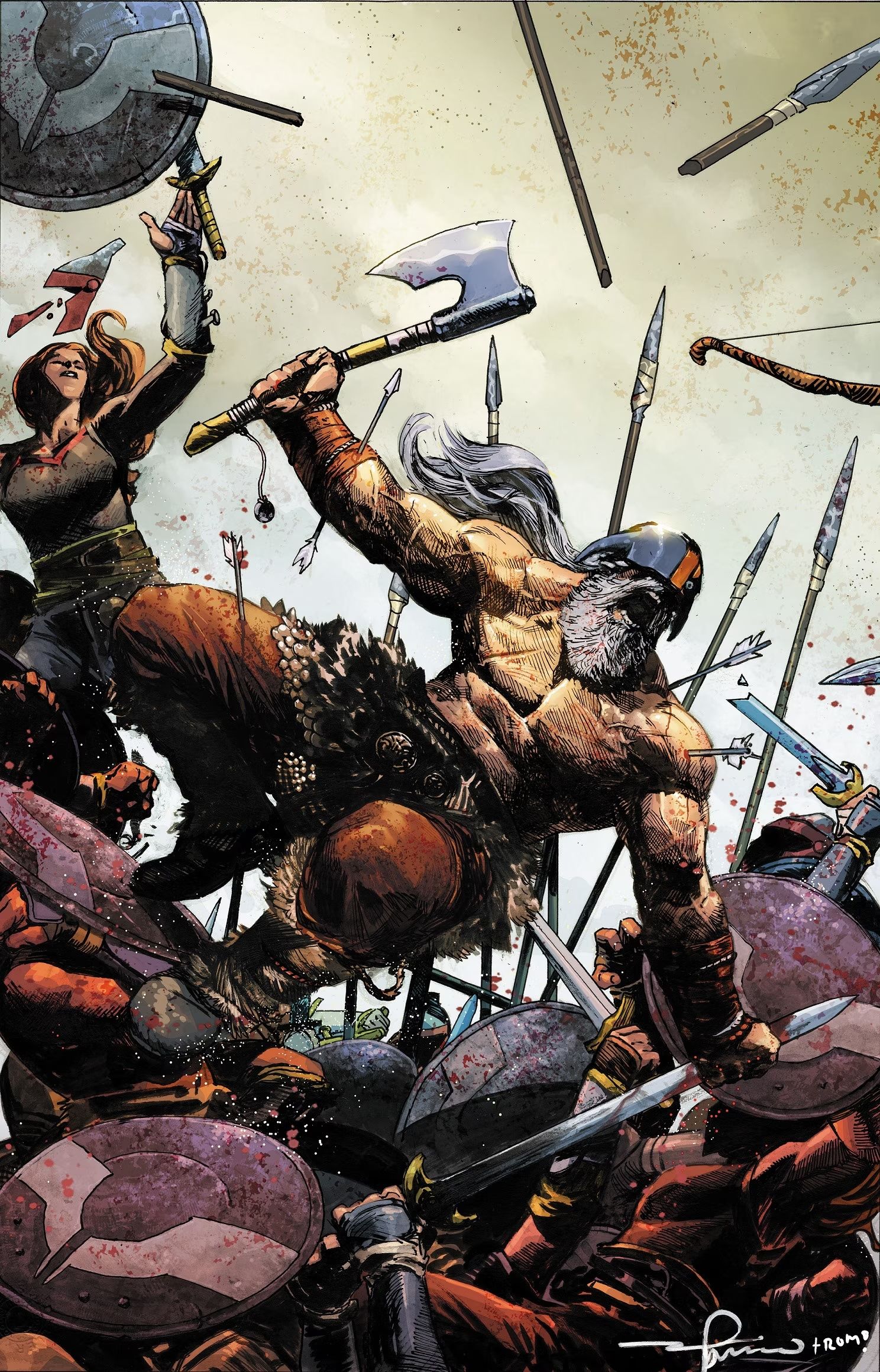 Dark Knights of Steel Allwinter 1 Zaffino Variant Cover: Viking Deathstroke em batalha.