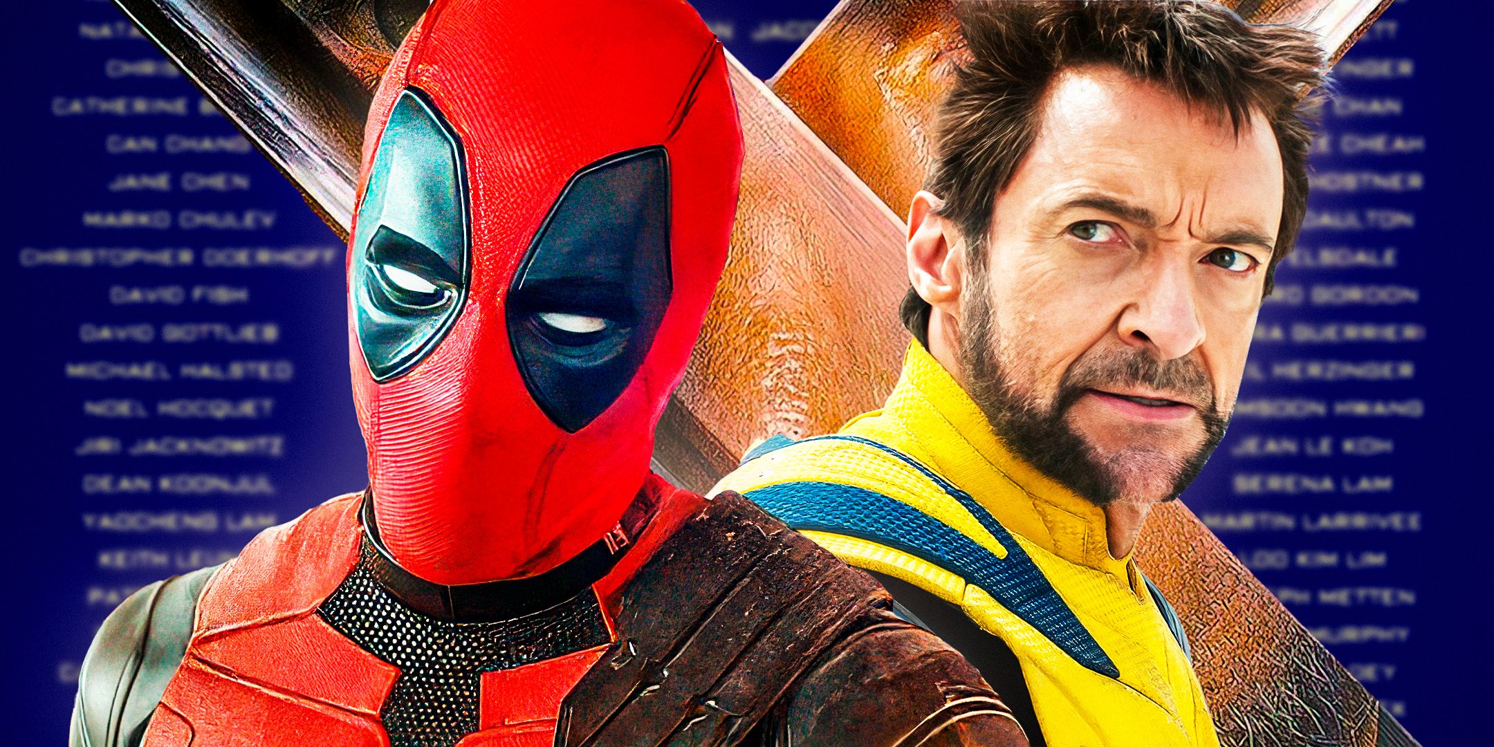 Deadpool and Wolverine In Front Of X Logo And Credits Screen