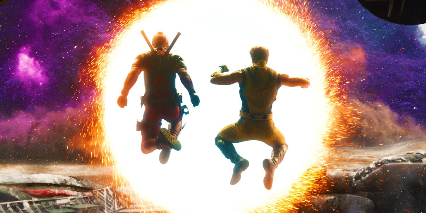 Deadpool and Wolverine jumping through a portal in Deadpool & Wolverine's first trailer