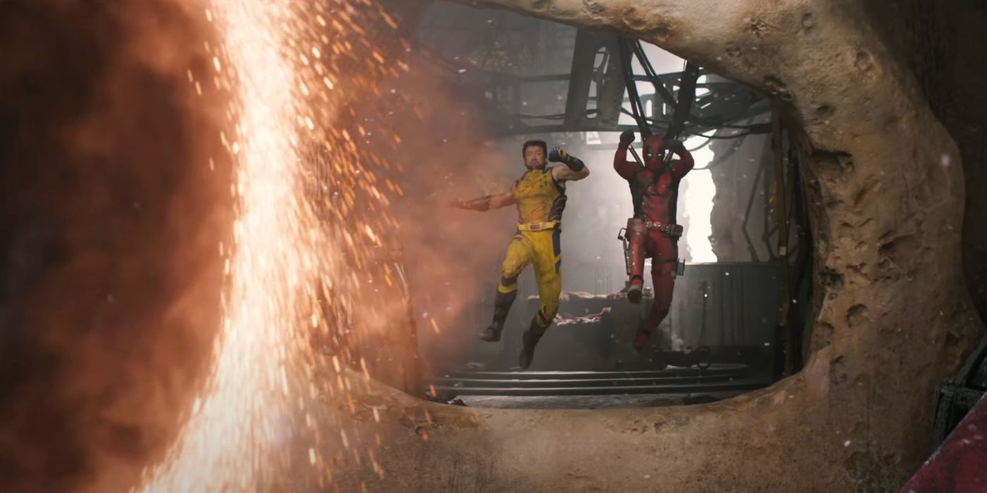 Deadpool and Wolverine Jumping Through Portal Front