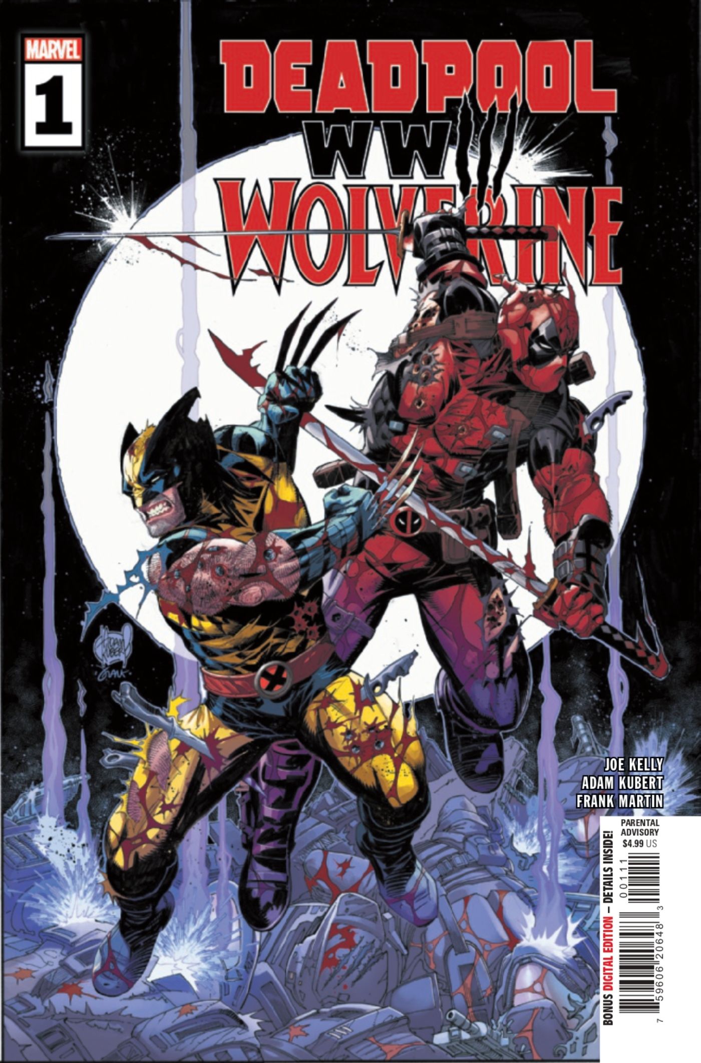 Deadpool & Wolverine: capa de quadrinhos nº 1 da Terceira Guerra Mundial com Wolverine e Deadpool.