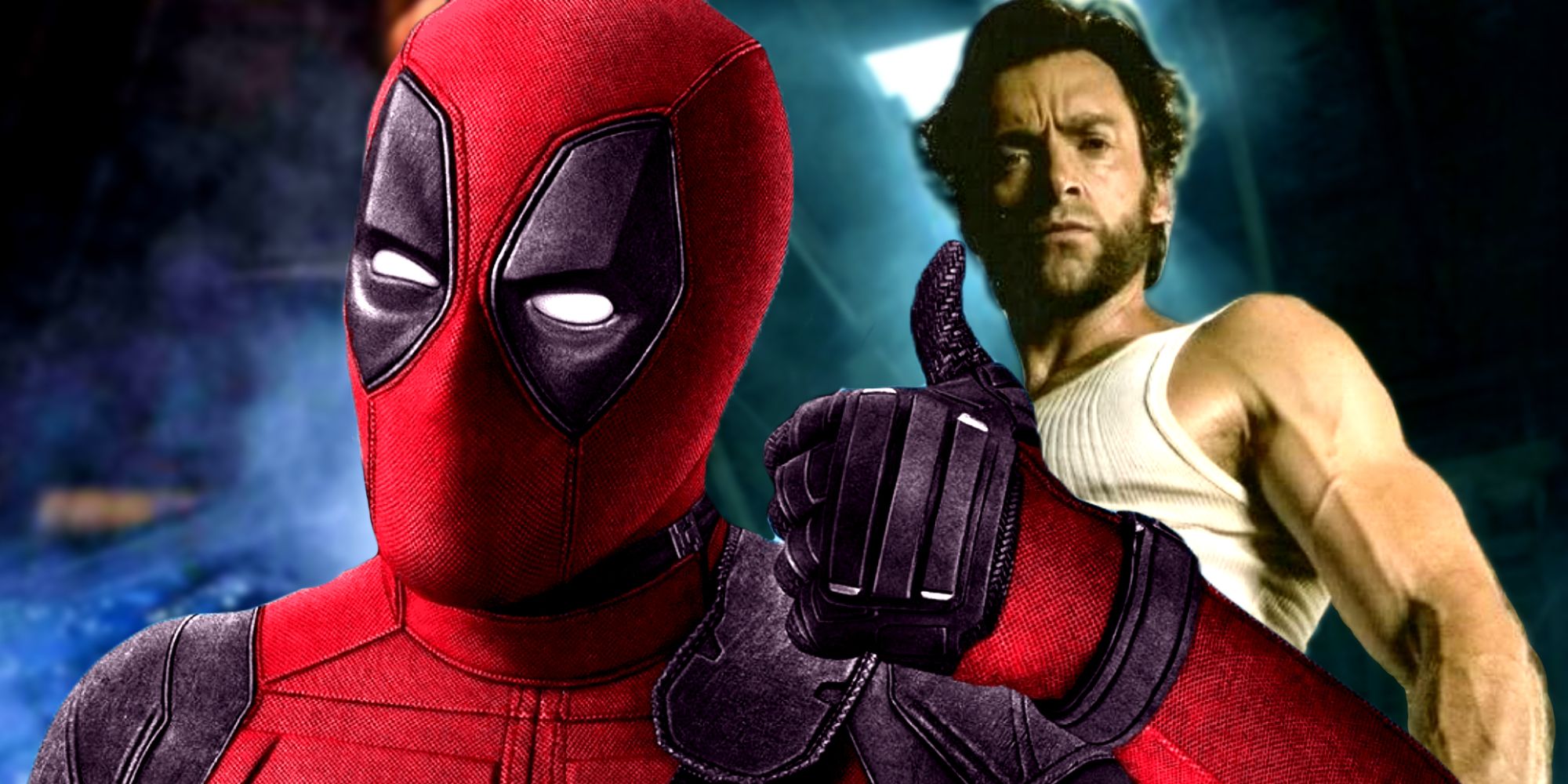 Deadpool Doing Thumbs Up Sign and Wolverine Standing Behind