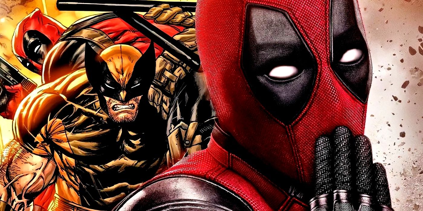 Wolverine carrying Deadpool with MCU Deadpool in the foreground.